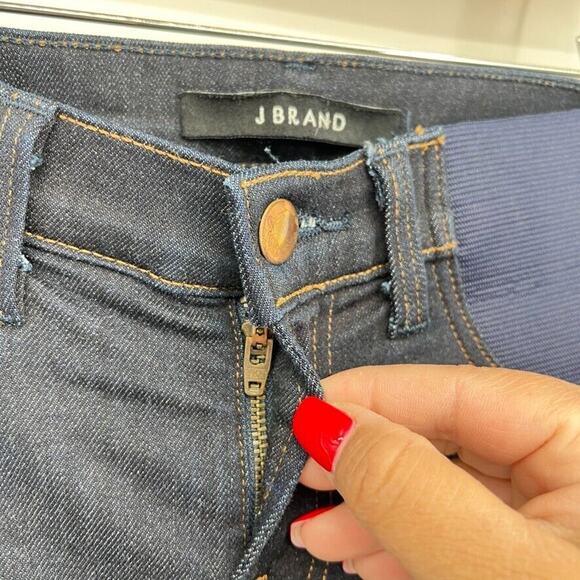 J Brand Mama J Super Skinny Maternity Jeans Side Panels Blue Size 24 Dark Wash - Picture 4 of 8